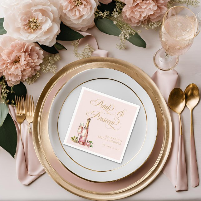 Servilleta De Papel Pétalos y Prosecco Floral Elegante Desayuno Nupcia (Petals and Prosecco Bridal Shower Cocktail Napkin
)