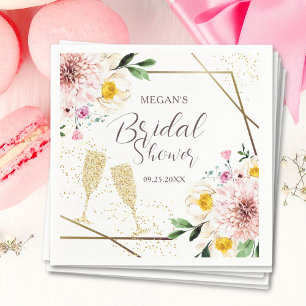 Servilleta De Papel Pétalos y Prosecco Rosa Floral Bridal Shower