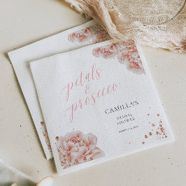 Servilleta De Papel Pétalos y Prosecco Rosado Floral Brillante
