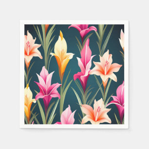 Servilleta De Papel Petals Gladiolus Resumen Patrón de floraciones