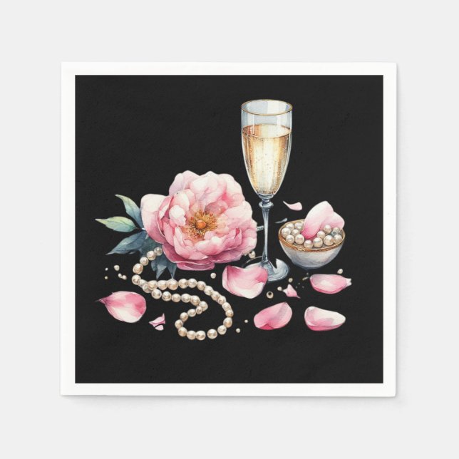 Servilleta De Papel Petals Pearls Prosecco Decor Tableware (Anverso)