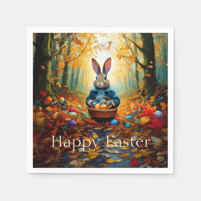 Servilleta De Papel Peter Easter Bunny con la cesta de huevos de Pascu (Anverso)