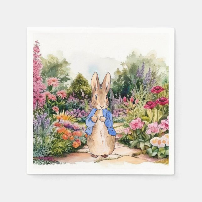 Servilleta De Papel Peter el Conejo en su jardín (Anverso)