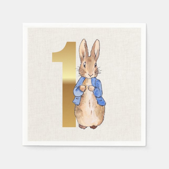 Servilleta De Papel Peter el conejo Primer cumpleaños (Anverso)