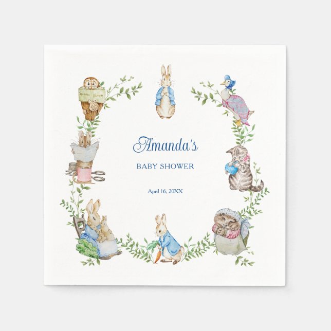 Servilleta De Papel Peter Rabbit Baby Shower (Anverso)