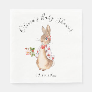 Servilleta De Papel Peter Rabbit Floral Heart Watercolor Baby Shower