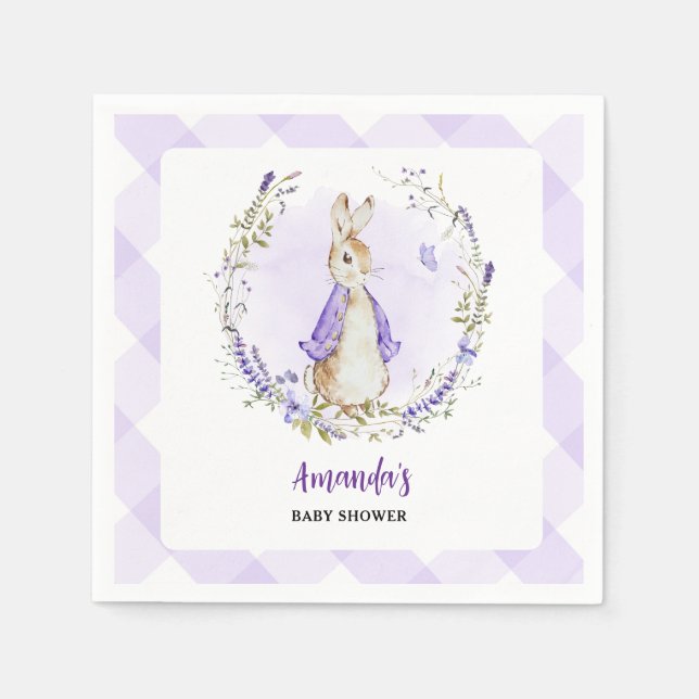 Servilleta De Papel Peter Rabbit Purple Baby Shower (Anverso)