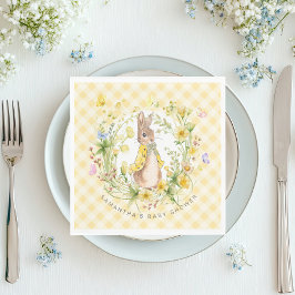 Servilleta De Papel Peter Rabbit Wildflower Gingham Baby Shower Neutra