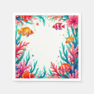 Servilleta De Papel Pez Tropical Vibrante Coral Océano Océano Colori