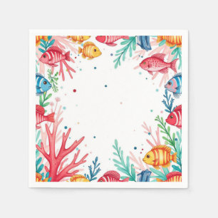 Servilleta De Papel Pez Tropical Vibrante Coral Océano Océano Colori