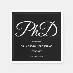 Servilleta De Papel PhD Graduación Negra Napkins Party