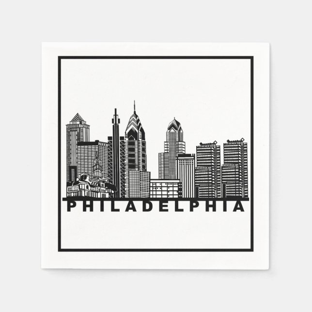 Servilleta De Papel Philadelphia Skyline Silhouette  (Anverso)