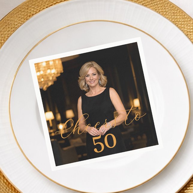 Servilleta De Papel Photo cheers elegant script gold birthday (Subido por el creador)