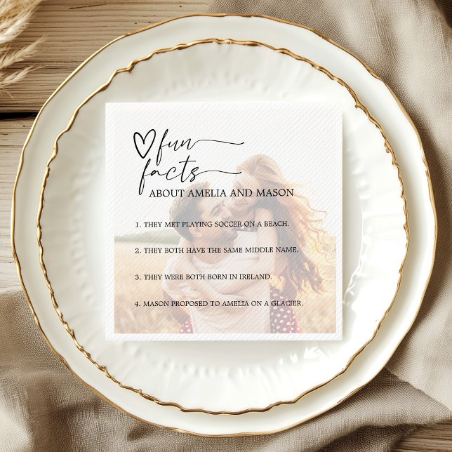 Servilleta De Papel Photo Elegant Fun Facts Wedding (Photo Elegant Fun Facts Wedding Napkins)