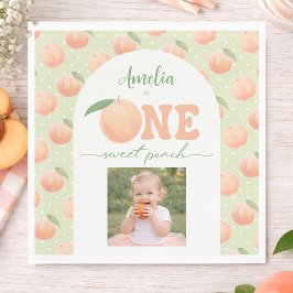 Servilleta De Papel Photo First Birthday Party One Sweet Peach Party