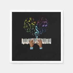 Servilleta De Papel Piano Heart Music Notes Treble Clef Piano Keyboard