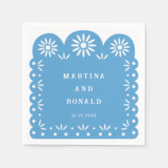 Servilleta De Papel PICADO DE PAPEL azul MEXICANO (Anverso)