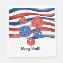 Servilleta De Papel Pickleball  American themed for 4th July 