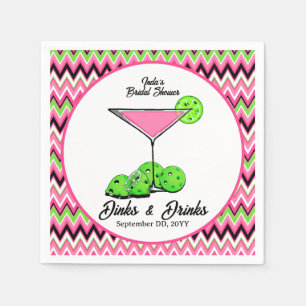 Servilleta De Papel Pickleball Cosmo Dinks y Drinks Pink Argyle