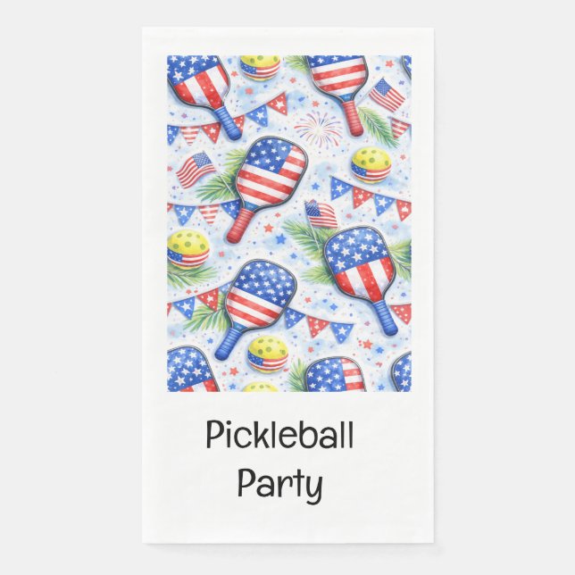 Servilleta De Papel Pickleball Party 4th of July Independence Day  (Anverso)
