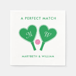Servilleta De Papel Pickleball verde y rosado preppy Boda