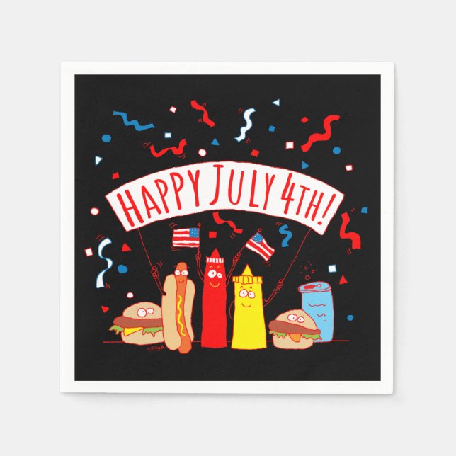 Servilleta De Papel Pícnic Feliz 4 de Julio (Anverso)
