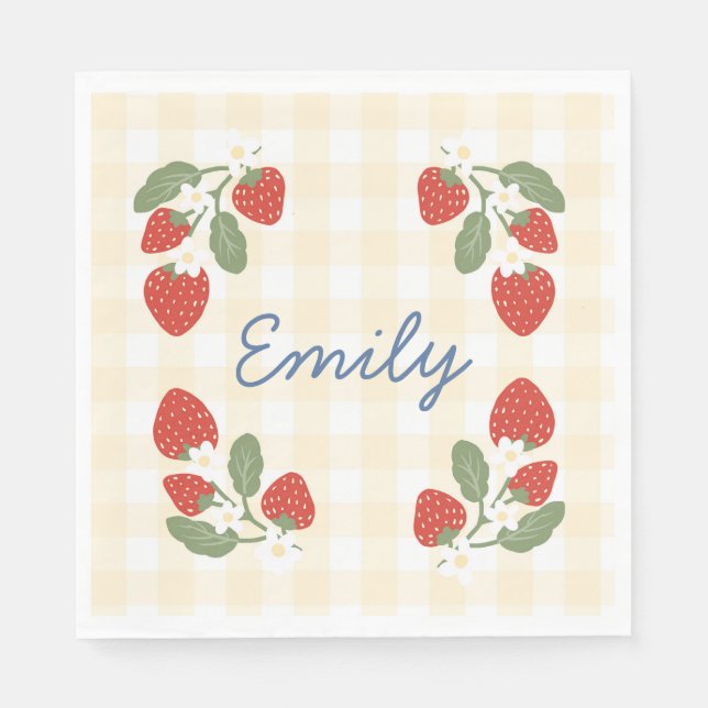 Servilleta De Papel Picnic Fiesta de fresa personalizada Berry Sweet (Anverso)
