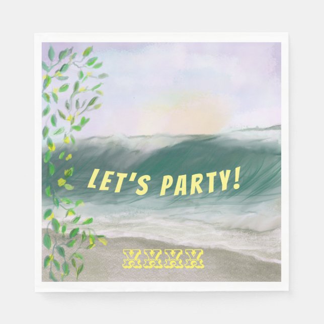 Servilleta De Papel Picnic simple de cumpleaños en la playa (Anverso)