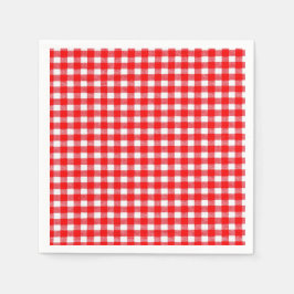Servilleta De Papel Picnic tradicional de Gingham rojo y blanco