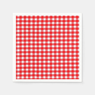 Servilleta De Papel Picnic tradicional de Gingham rojo y blanco