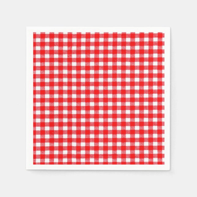 Servilleta De Papel Picnic tradicional de Gingham rojo y blanco (Anverso)