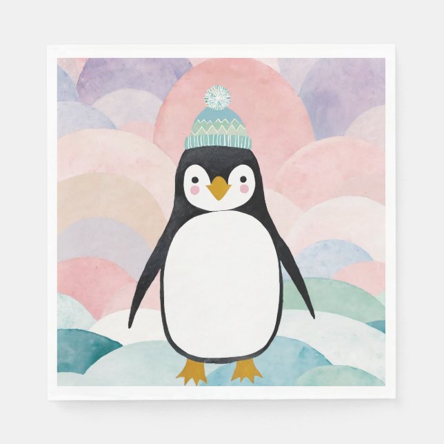 Servilleta De Papel Pico de Pingüino Pastel (Anverso)