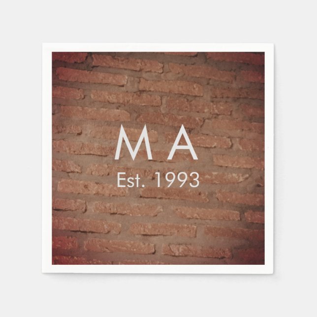 Servilleta De Papel Piedra de ladrillo rústico marrón añadir nombre fe (Anverso)