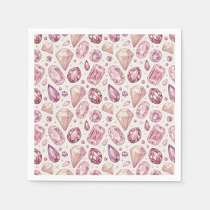 Servilleta De Papel Piedras Preciosas Rosadas de Lujo y Joyas de Crist