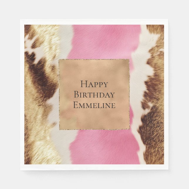 Servilleta De Papel Piel de vaca de lechera de crema rosa dorada occid (Anverso)