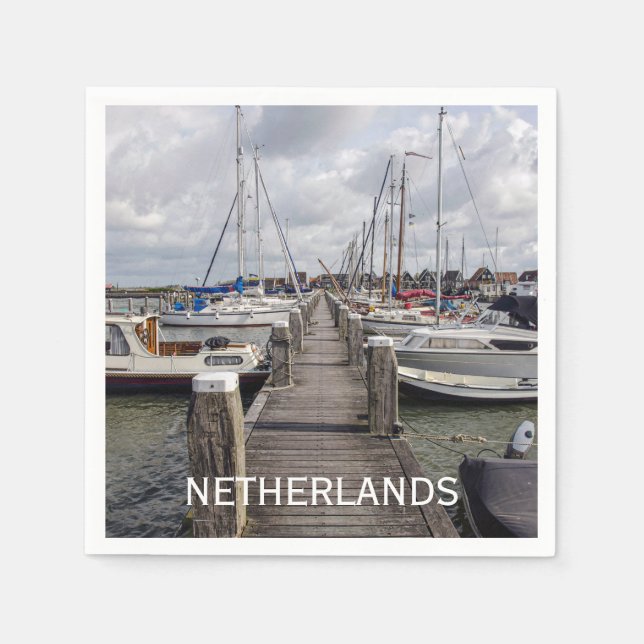 Servilleta De Papel Pier con embarcaciones y yates en Marken, Países B (Anverso)