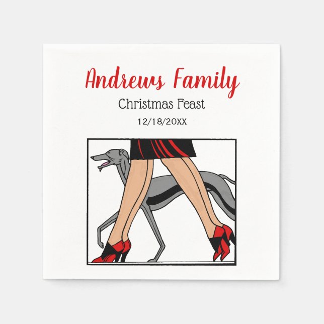 Servilleta De Papel Piernas Art Deco Mujeres Greyhound Whippet Dog R (Anverso)