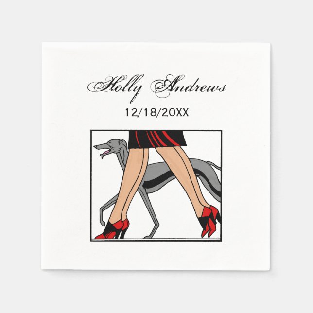 Servilleta De Papel Piernas Art Deco Mujeres Greyhound Whippet Dog R (Anverso)