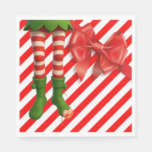 Servilleta De Papel Piernas Divertidas de Elfo Navidad Traviesuras d