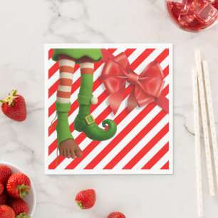 Servilleta De Papel Piernas Divertidas de Elfo Navidad Traviesuras d