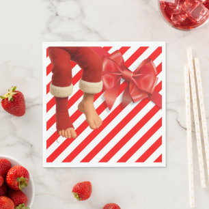Servilleta De Papel Piernas Divertidas de Elfo Navidad Traviesuras d