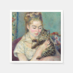 Servilleta De Papel Pierre-Auguste Renoir - Mujer con un gato