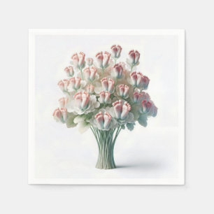 Servilleta De Papel Pies de bebé rosados Bouquet floral