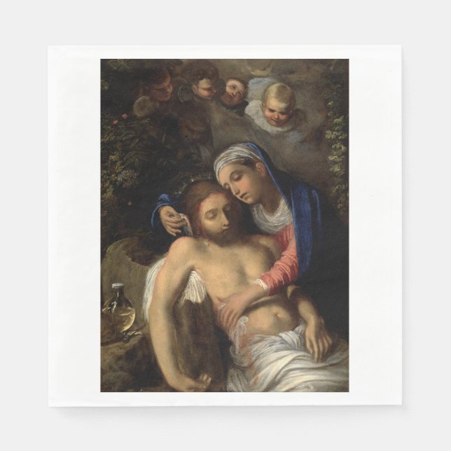 Servilleta De Papel Pietà (María y Jesús) (por Adam Elsheimer) (Anverso)
