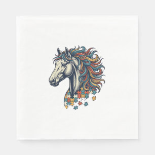 Servilleta De Papel Pieza de rompecabezas de caballo colorido grabado