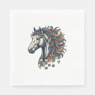 Servilleta De Papel Pieza de rompecabezas de caballo colorido grabado