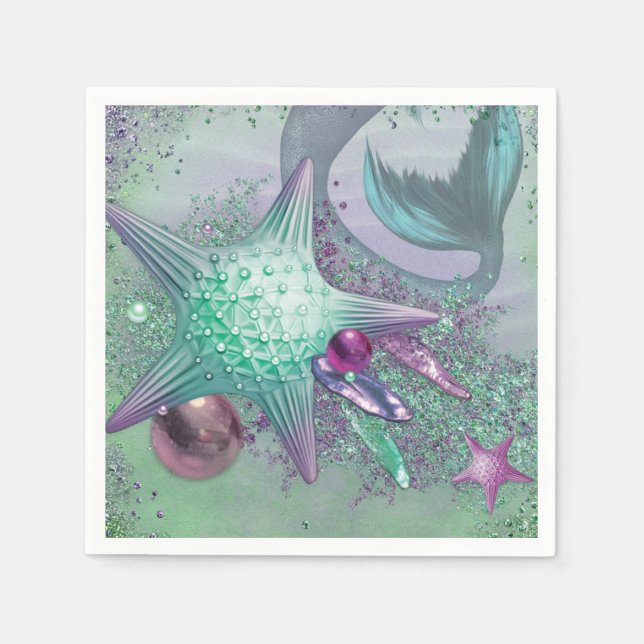 Servilleta De Papel Piezas de Fiesta de Sirenas (Anverso)