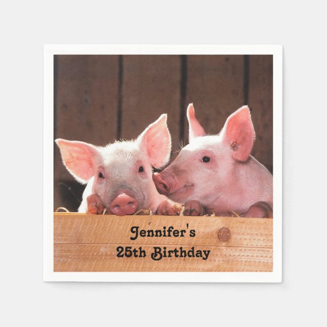 Servilleta De Papel Piglets rosados lindo foto animal cumpleaños (Anverso)