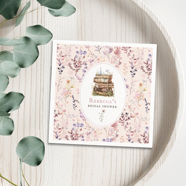Servilleta De Papel Pila de libros baby shower acuarela flor silvestre (Subido por el creador)