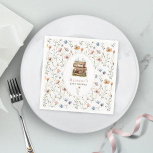 Servilleta De Papel Pila de libros color agua de la ducha de bebé, flo